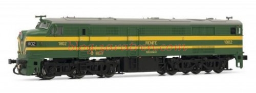 Loc. Diesel Renfe 318.002, Verde Amarillo. H0. Electrotren. Ref: E2456.