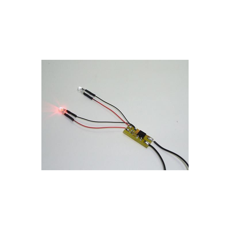 Kit luces de cola para coches y vagones, 3 mm Rojo y intermitente.