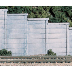Conjunto de 3  muros de contención simulando Hormigón, Escala H0. Marca Woodland Scenic, Ref: C1258.