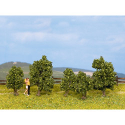 Conjunto de cinco arbustos verdes, 30 y 40 mm, Escala H0. Marca Noch, Ref: 25410.