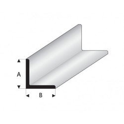 Perfíl en " L " de Estireno Blanco, A: 1.5 mm, B: 3 mm, L: 330 mm. Marca Maquett. Ref: 417-51/3.