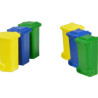 Conjunto de 6 contenedores de basura de 100 L., amarillo, azul y verde, Escala H0, Marca 8Train, Ref: 222.30.