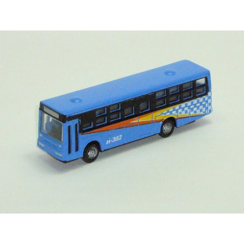 Autobus de color Azul, epoca moderna, metalico, escala N.