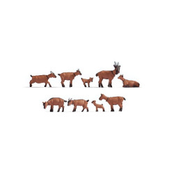 Conjunto de 8 cabras y cabritillos, Escala H0. Marca Noch, Ref: 15752.