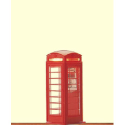 Cabina telefonica con luz, Tipo Inglesa, 28 mm, Escala H0. Marca Brawa, Ref: 5437.