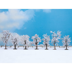 Conjunto de siete arboles de invierno, 80 y 100 mm, Escala H0. Marca Noch, Ref: 25075.