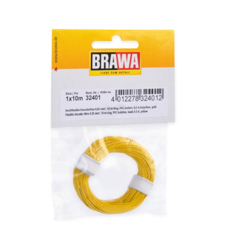 Cable Amarillo para digitalizaciones 0,05 mm, 10 metros. Marca Brawa, Ref: 32401.