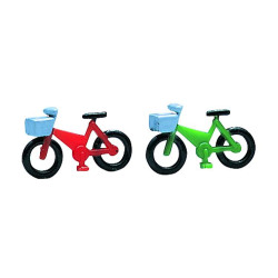 Conjunto de ocho bicicletas con cesta, Escala N. Marca Tomytec, Ref: 973582.