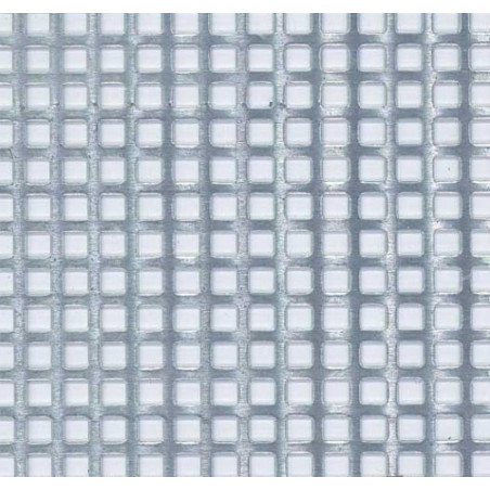 Plancha de Rejilla de aluminio en cuadro. Dimensiones 200 x 140 mm, 5 mm. Marca Maquett. Ref: 810-10.