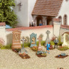 Lapidas de cementerio, Seis figuras, Escala H0. Marca Noch, Ref: 14871.