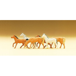 Conjunto de caballos, 6 figuras, Escala N. Marca Preiser, Ref: 79150.