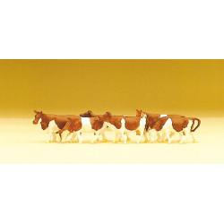 Conjunto de vacas lecheras, 6 figuras, Escala N. Marca Preiser, Ref: 79155.