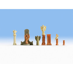 Sepulcros y estatuas, once piezas, Escala H0. Marca Noch, Ref: 14872.
