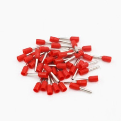 100 Terminales para cable ( Virolas ), de 0,5 mm, Color Rojo. Marca Zaratren, Ref: E0508R.