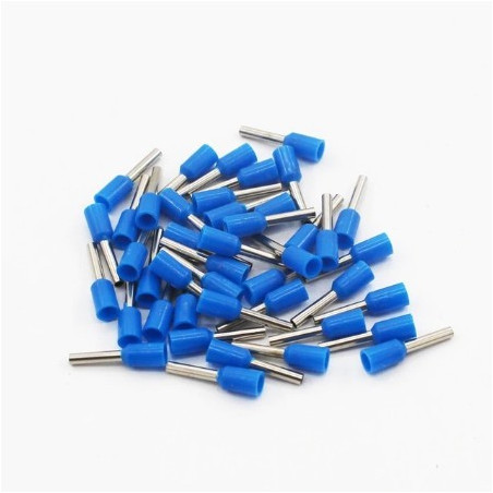 100 Terminales para cable ( Virolas ), de 0,5 mm, Color Azul. Marca Zaratren, Ref: E0508AZ.