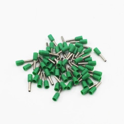 100 Terminales para cable ( Virolas ), de 0,5 mm, Color Verde. Marca Zaratren, Ref: E0508V.