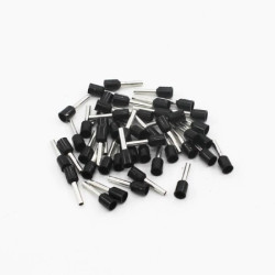 100 Terminales para cable ( Virolas ), de 0,5 mm, Color Negro. Marca Zaratren, Ref: E0508NE.