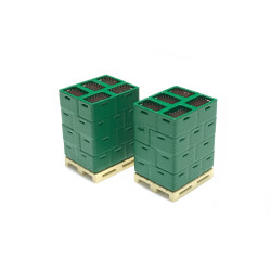 Conjunto de 2 Parcels cargados de cajas verdes y Botellas, Escala H0, Marca 8Train, Ref: 221008.
