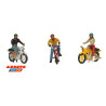 Tres personas en motocicleta. 3 Figuras y 3 motocicletas. Marca Aneste. Ref: 4085.
