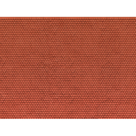 Placa de cartón maleable en 3D " Teja Roja Centroeuropea ", Escala H0. Marca Noch, Ref: 56690.
