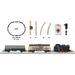 Set de Inicio locomotora vapor BR89 con tren de mercancias, analógico, Escala Z. Marca Marklin, Ref: 81701.