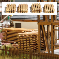 Conjunto de 20 capas de pilastras de madera, Escala H0. Marca Busch, Ref: 7760.
