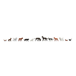 Conjunto de perros y gatos, Trece figuras, Escala H0, Marca Faller, Ref: 154012.