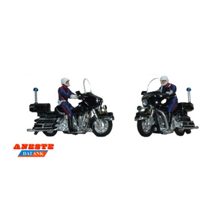 Moto Harley con escolta Circulando, 2 Figuras, Escala H0. Marca Aneste, Ref: 4451.