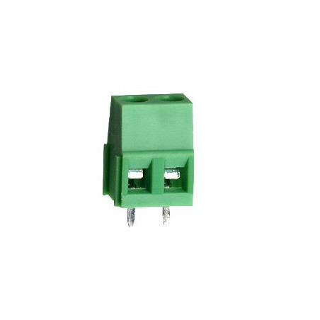 Conector de 2 polos verde de 5 mm, Toma de Cobre. Marca Zaratren, Ref: ZT-EL1178.