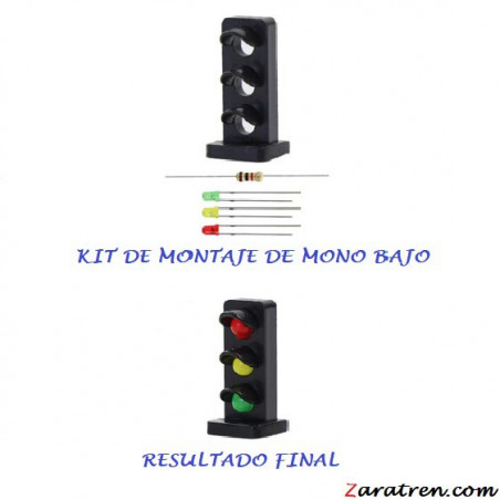 Kit de montaje de mono bajo 3 posiciones, V/A/R, Escala H0. Marca Zaratren, Ref: ZT-FR1084.