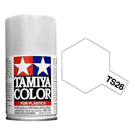 Spray pure white, Blanco puro brillante, Bote de 100 ml, ( 85026 ). Marca Tamiya, Ref: TS-26.
