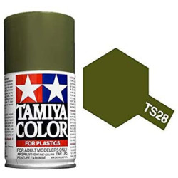 Spray oliva verde, olive drab 2, Bote de 100 ml, ( 85028 ). Marca Tamiya, Ref: TS-28.