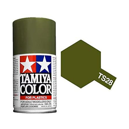 Spray oliva verde, olive drab 2, Bote de 100 ml, ( 85028 ). Marca Tamiya, Ref: TS-28.