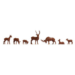 Conjunto de ciervos, siete figuras, Escala H0. Marca Noch, Ref: 18211.
