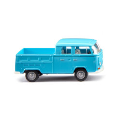Furgoneta Wolkswagen T2, " Cabina Doble ", Color Azul, Escala H0. Marca Wiking, Ref: 031404.