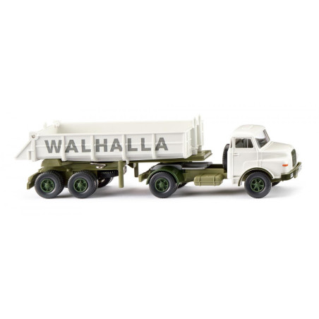 Camión con semirremolque volquete trasero ( MAN ) " Walhalla Kalk ", Escala H0. Marca Wiking, Ref: 067707.