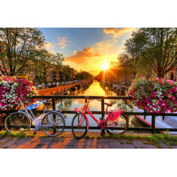 Bikes in Amsterdam, Puzzle de madera con piezas doble cara, 150 pz. Marca Wooden City, Ref: NL0003M.