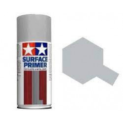 Spray Surface Primer Grey ,L, para plástico y metal. Bote 180 ml. Marca Tamiya, Ref: 87042.