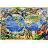 Animal Kingdom Map, Puzzle de madera con piezas doble cara, 150 pz. Marca Wooden City, Ref: TR0014M