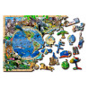 Animal Kingdom Map, Puzzle de madera con piezas doble cara, 150 pz. Marca Wooden City, Ref: TR0014M