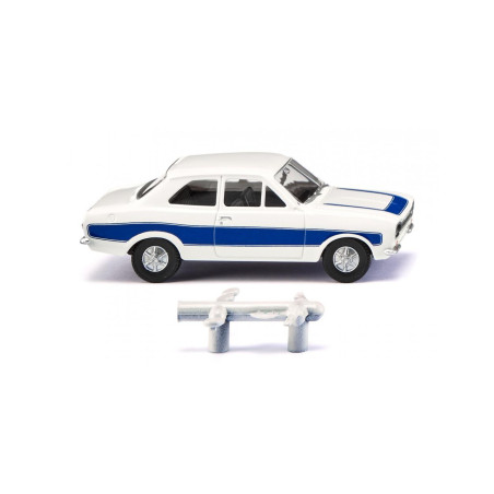 Ford Escort, Color Blanco y Azul, Epoca III-IV, Escala H0. Marca Wiking, Ref: 020306.