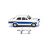 Ford Escort, Color Blanco y Azul, Epoca III-IV, Escala H0. Marca Wiking, Ref: 020306.