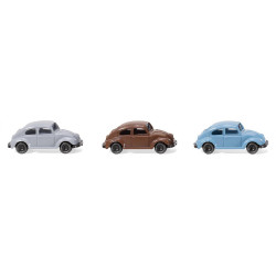 Conjunto de tres coches Escarabajos VW, Epoca III-IV, Escala N. Marca Wiking, Ref: 090002.