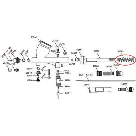 Muelle Principal para aerógrafo D-103 (Ref.: 26022). Marca Dismoer, Ref: 26803.