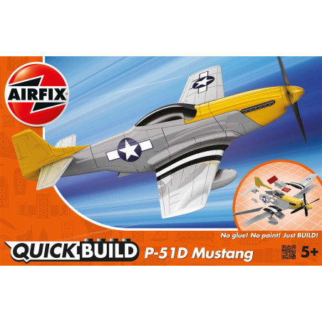 Avión de combate P-51D Mustang, 38 piezas, Nivel 1. Marca Airfix QuickBuild, Ref: J6016.