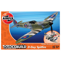 Avión de combate Dia D Spitfire, 34 piezas, Nivel 1. Marca Airfix QuickBuild, Ref: J6045.
