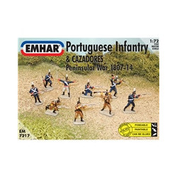 Figuras de la Infanteria portuguesa y cazadores peninsular, Escala 1:72. Marca Emhar, Ref: EM7217.