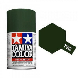 Spray Verde Oscuro Mate, (85002), Bote 100 ml. Marca Tamiya, Ref: TS-2.