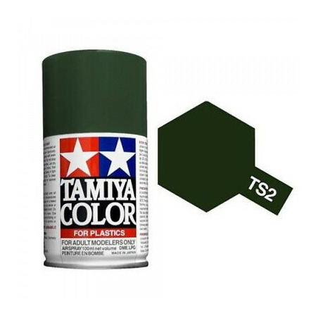 Spray Verde Oscuro Mate, (85002), Bote 100 ml. Marca Tamiya, Ref: TS-2.