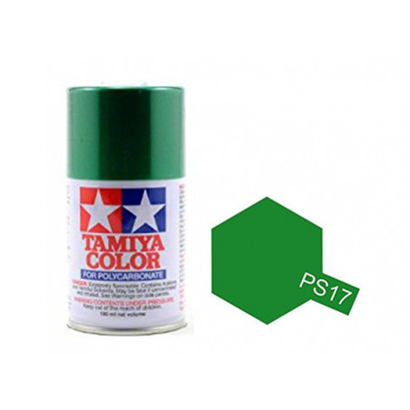 Spray Policarbonato Verde Metalizado, (86017) ,Bote 100 ml. Marca Tamiya, Ref: PS-17.
